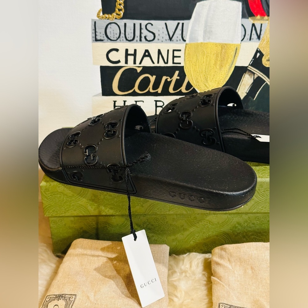 🔥 NIB GUCCI SLIDE GG JUMBO Embossed Full Inclusion Size 38 (24.5 Insole) - Picture 6 of 16